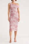 Madden Girl Asymmetric One Shoulder Midi Dress In Pink