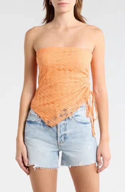 Madden Girl Asymmetric Ruched Tube Top In Orange