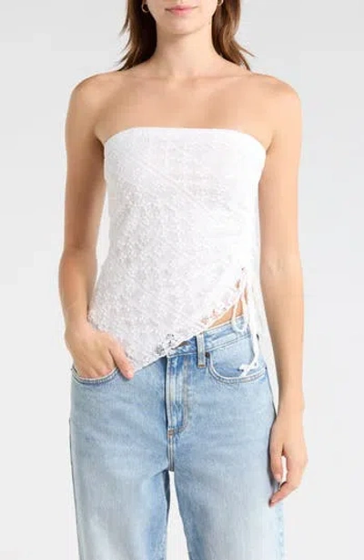 Madden Girl Asymmetric Ruched Tube Top In White