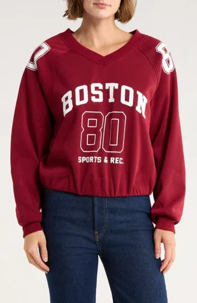 Madden Girl Athletic Bubble Hem Sweatshirt In Red