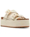 Madden Girl Bali Crochet Double-strap Flatform Footbed Sandals In Off Whtie