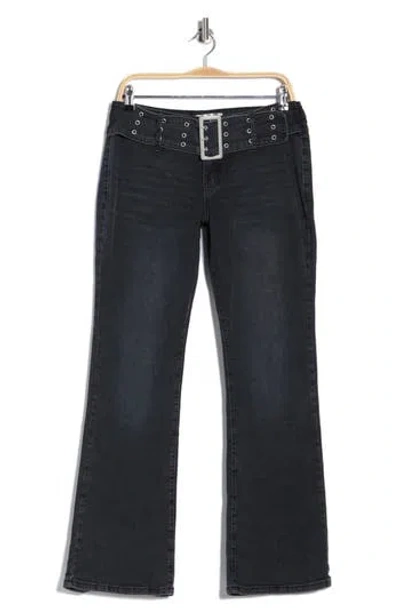 Madden Girl Belted Bootcut Jeans In Black