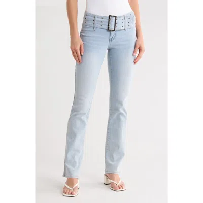 Madden Girl Belted Bootcut Jeans In Blue