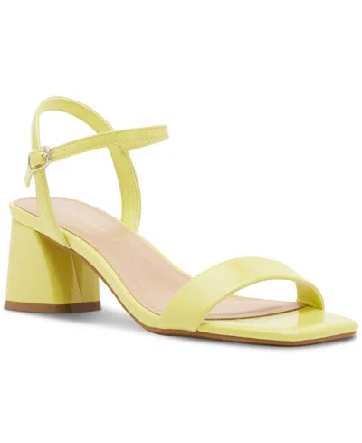 Madden Girl Birdie Low Block-heel Sandals In Citron Patent