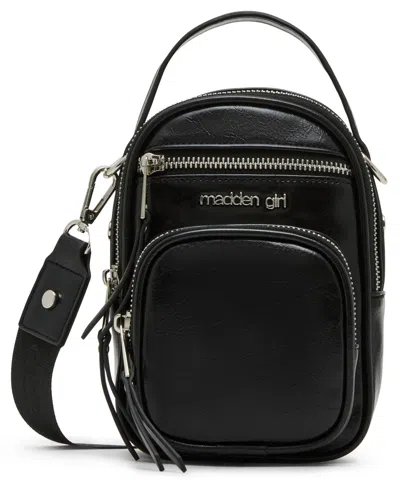 Madden Girl Blakec Crinkle Zipper Crossbody Bag In Black