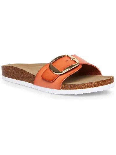 Madden Girl Blinkk Womens Faux Leather Platform Slide Sandals In Orange