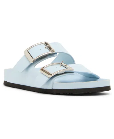Madden Girl Bodie Buckle Footbed Slide Sandals In Blue