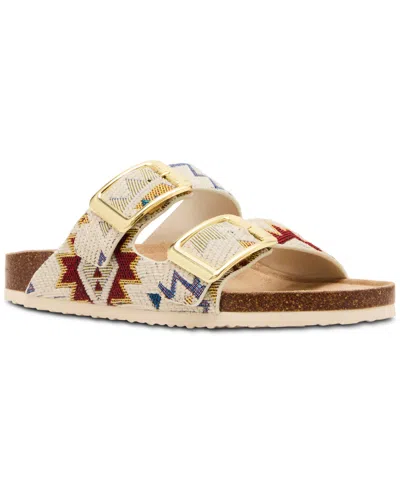 Madden Girl Bodie Buckle Footbed Slide Sandals In Brown