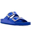 Madden Girl Bodie Buckle Footbed Slide Sandals In Cobalt Patent