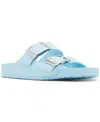 Madden Girl Bodie Buckle Footbed Slide Sandals In Ice Blue Patent