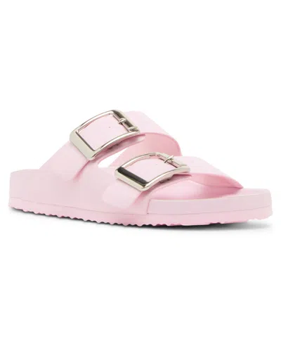 Madden Girl Bodie Buckle Footbed Slide Sandals In Pink