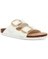 Madden Girl Womens Buckle Patent Slide Sandals In White Box Patent