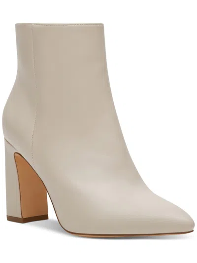 Madden Girl Bonnie Pointed-toe Block-heel Dress Booties In Ivory Smooth