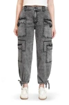 Madden Girl Bow Back Cuffed Slouchy Wide Leg Jeans In Gray