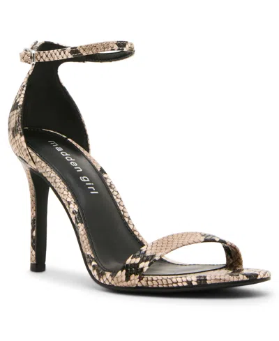 Madden Girl Brazen Two-piece Stiletto Dress Sandals In Animal Print