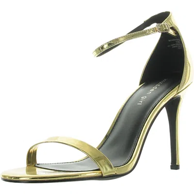 Madden Girl Brazen Two-piece Stiletto Dress Sandals In Gold Mirror Metallic
