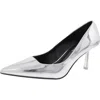 Madden Girl Brynnn Womens Patent Padded Insole Pumps In Silver