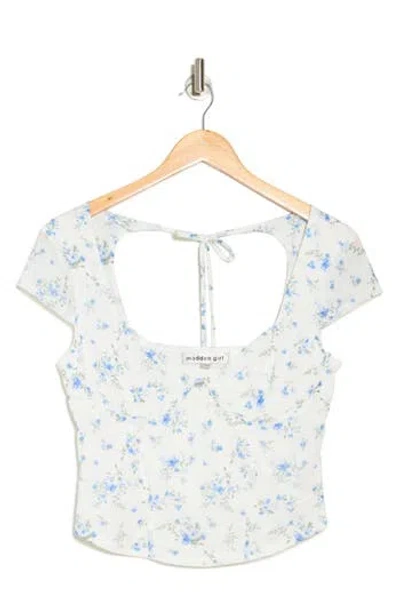 Madden Girl Cap Sleeve Corset Top In Blue