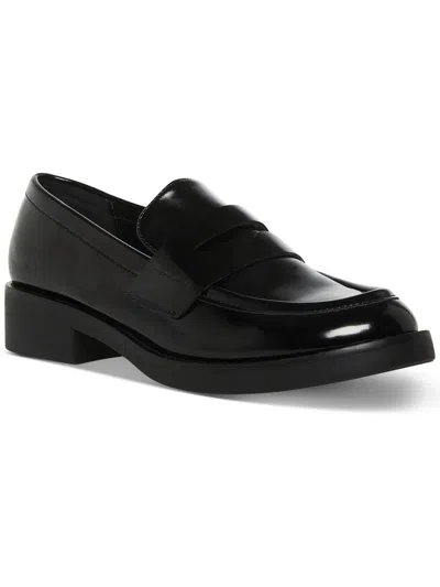 Madden Girl Cecilly Womens Patent Round Toe Loafers In Black