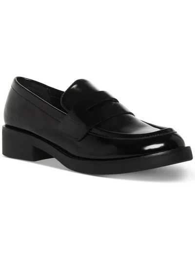 Madden Girl Cecily Tailored Penny Loafer Flats In Black Box Patent