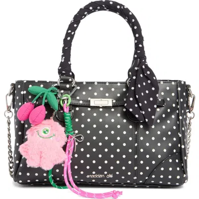 Madden Girl Charm Polka Dot Satchel Bag In Black