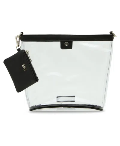 Madden Girl Cleo Clear Vinyl Bucket Crossbody Bag In Black