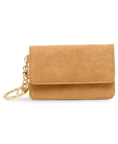 Madden Girl Compact Snap Closure Card Case Wallet In Tan