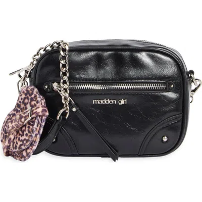 Madden Girl Crinkle Faux Leather Camera Crossbody Bag With Pouch In Black