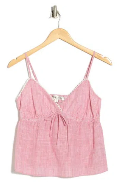 Madden Girl Crochet Trim Babydoll Tank In Pink