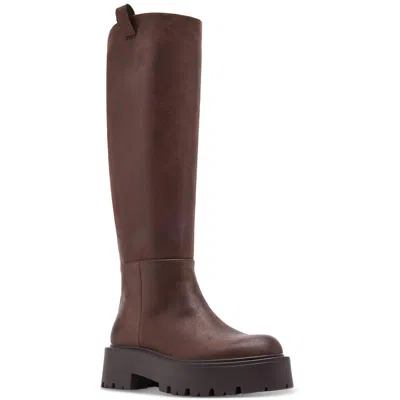Madden Girl Crow Wc Womens Distressed Faux Leather Knee-high Boots In Brown