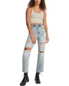 Madden Girl Dad Jeans Women's Scarlett Denim Cotton Stretch Distressed Jdm606 In Blue
