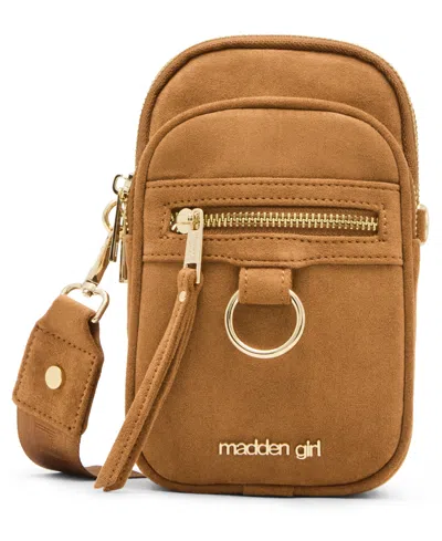 Madden Girl Danisu Suede Zipper Crossbody Bag In Brown