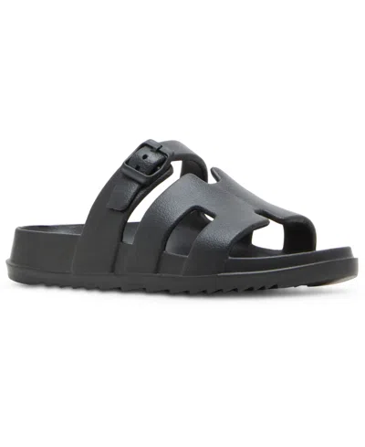 Madden Girl Darliing Banded Footbed Slide Sandals In Black