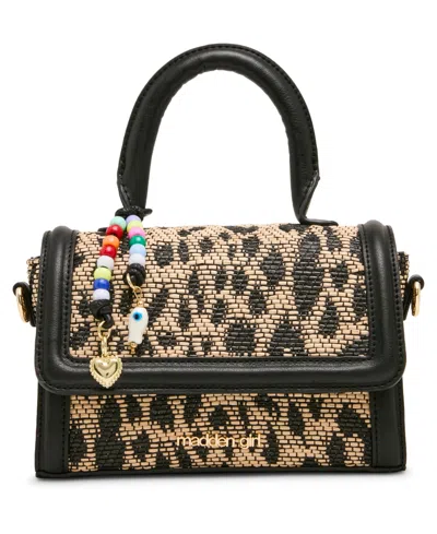 Madden Girl Davinas Straw Mini Top Handle Satchel Handbag In Brown