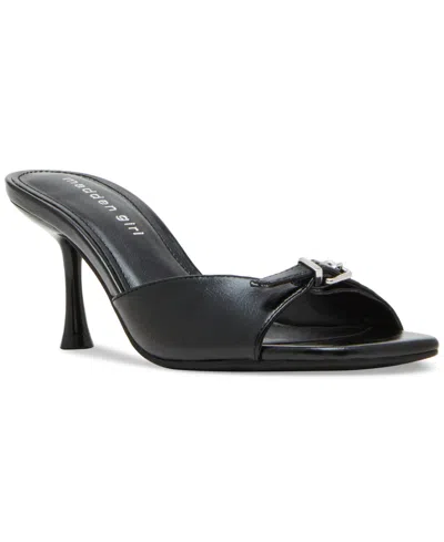 Madden Girl Dawn Buckled Stiletto Dress Mules In Black Patent