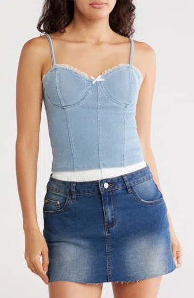 Madden Girl Denim Corset Top In Blue