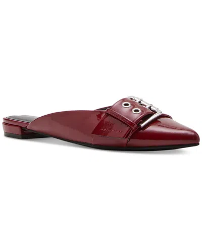 Madden Girl Denveerr Buckled Slide Loafer Mules In Dark Red Patent
