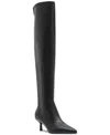 Madden Girl Deserai Wide Calf Over-the-knee Kitten Heel Boots In Black Smooth