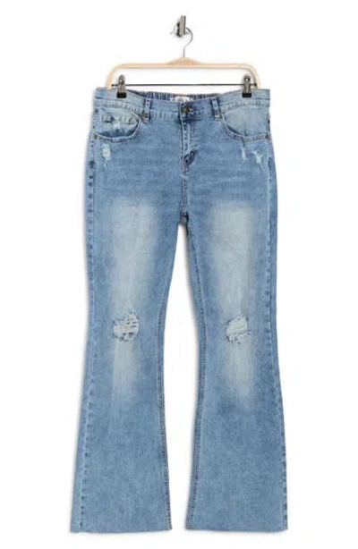 Madden Girl Distressed Bootcut Jeans In Blue