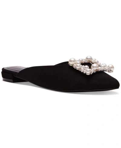 Madden Girl Ditzy Embellished Pointed-toe Flat Mules In Black