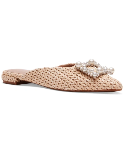 Madden Girl Ditzy Embellished Pointed-toe Flat Mules In Raffia