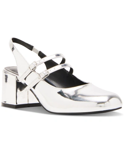 Madden Girl Doll Block-heel Slingback Mary Jane Pumps In Silver
