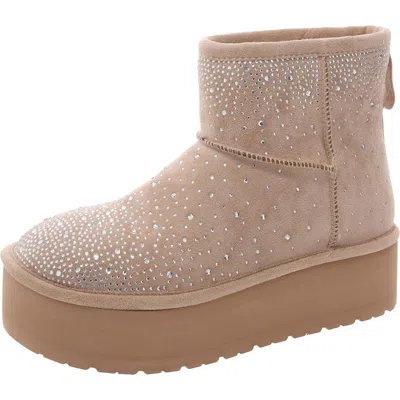 Madden Girl Ease-hr Womens Faux Fur Flatform Ankle Boots