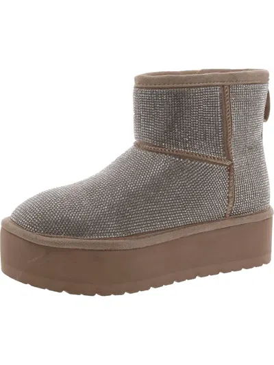 Madden Girl Ease R Womens Faux Fu Slip On Winter & Snow Boots In Multi