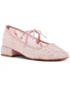 Madden Girl Egret Block-heel Mary-jane Bow Ballet Flats In Blush Lace