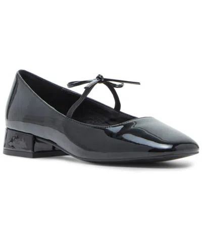 Madden Girl Egret Bow Detailed Block-heel Ballet Flats In Black Patent