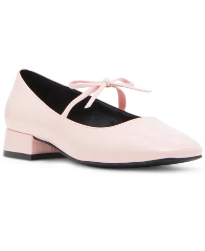 Madden Girl Egret Bow Detailed Block-heel Ballet Flats In Light Rose Patent