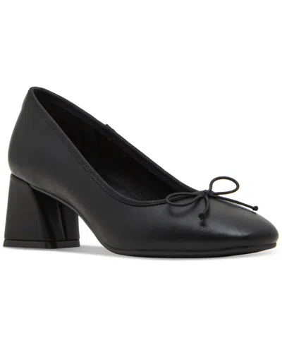 Madden Girl Emily Block-heel Ballet Pumps In Black Smooth