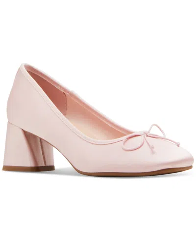 Madden Girl Emily Block-heel Ballet Pumps In Pink Satin