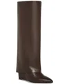 Madden Girl Evander Wide-calf Cuffed Wedge Dress Boots In Dark Chocolate